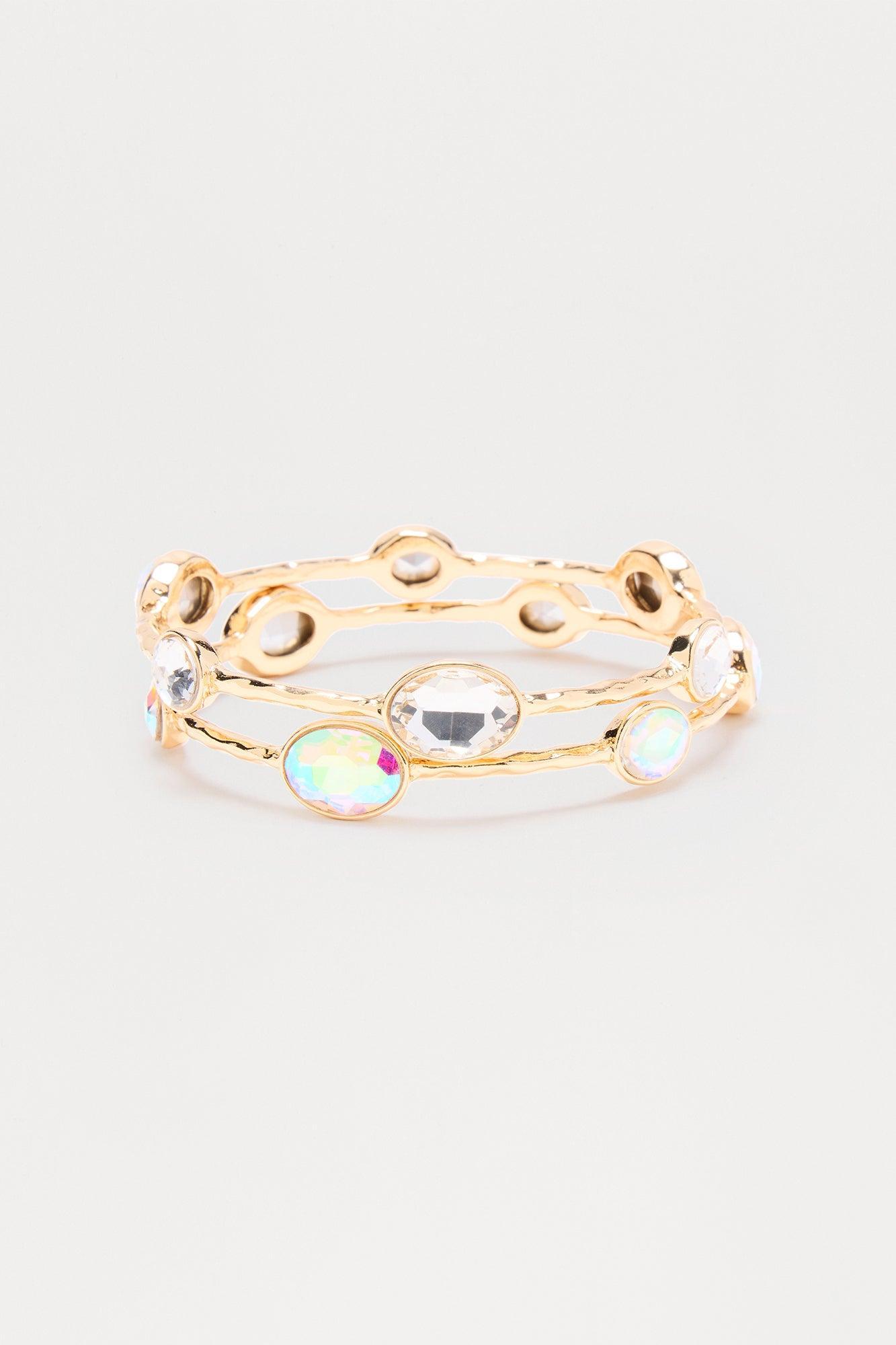 Alma Jeweled 2 Piece Bangle Set  - Gold Female Product Image