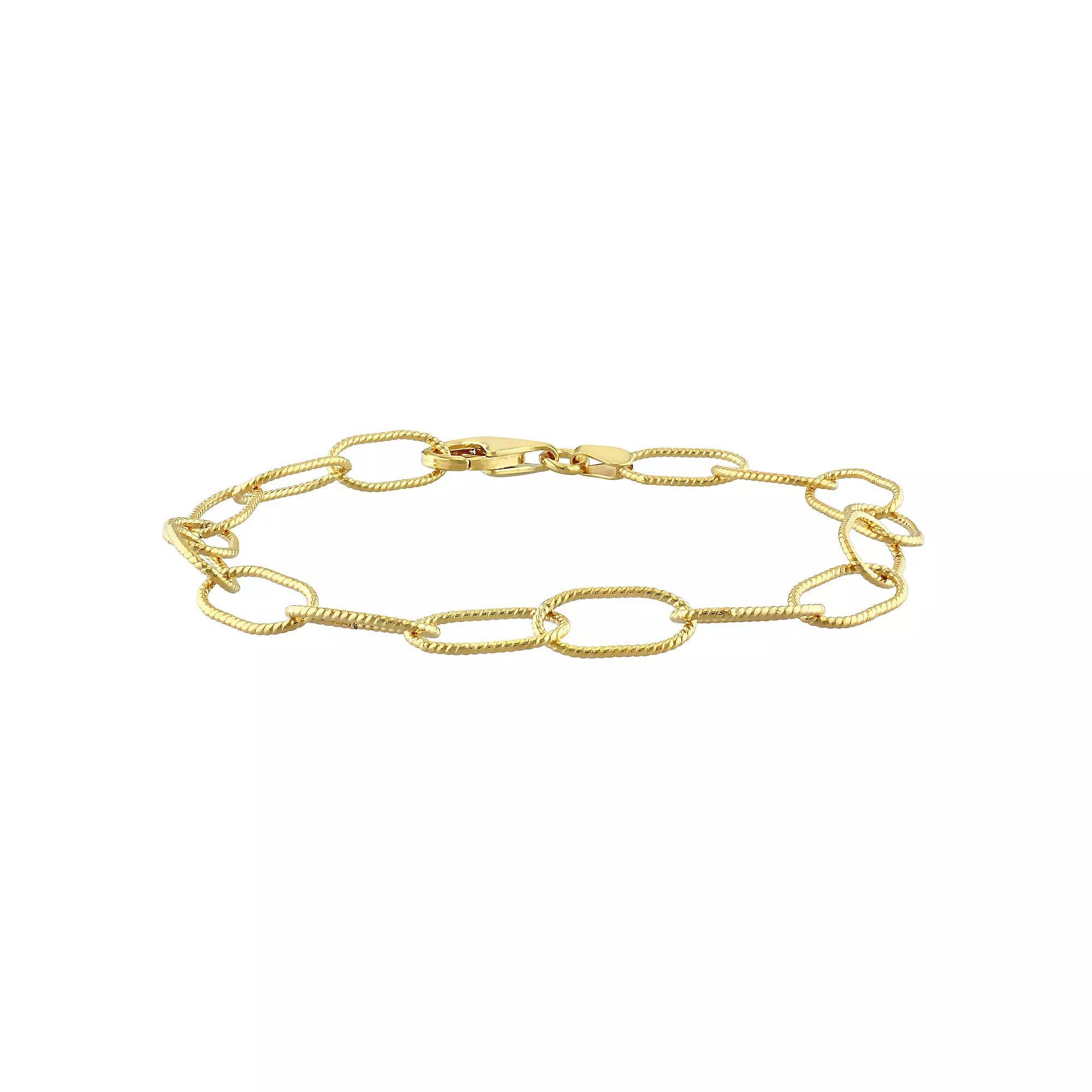 Stella Grace Sterling Silver 6.5 mm Twisted Rolo Chain Bracelet, Womens Gold Tone Product Image