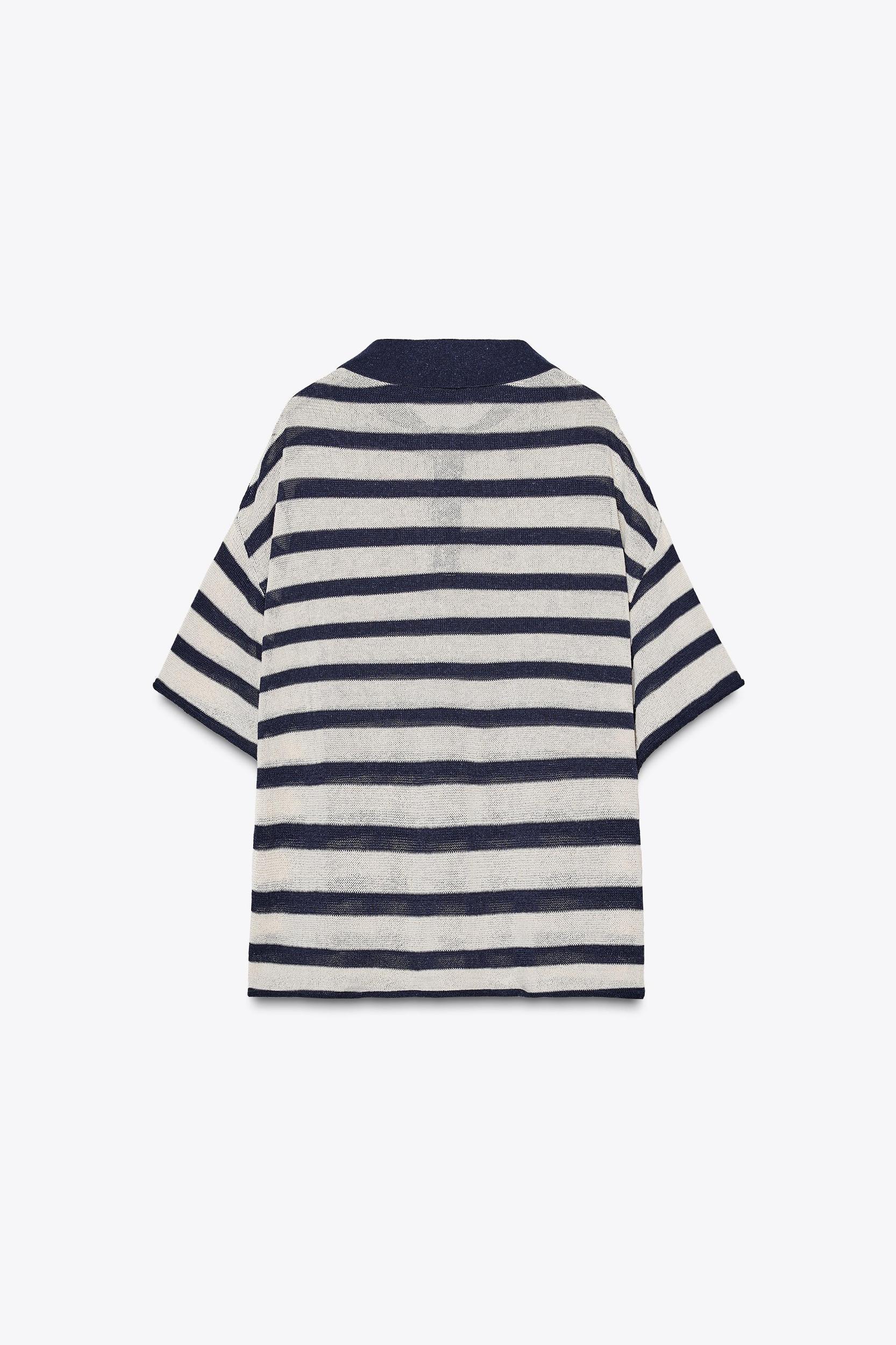 STRIPED KNIT POLO SHIRT Product Image