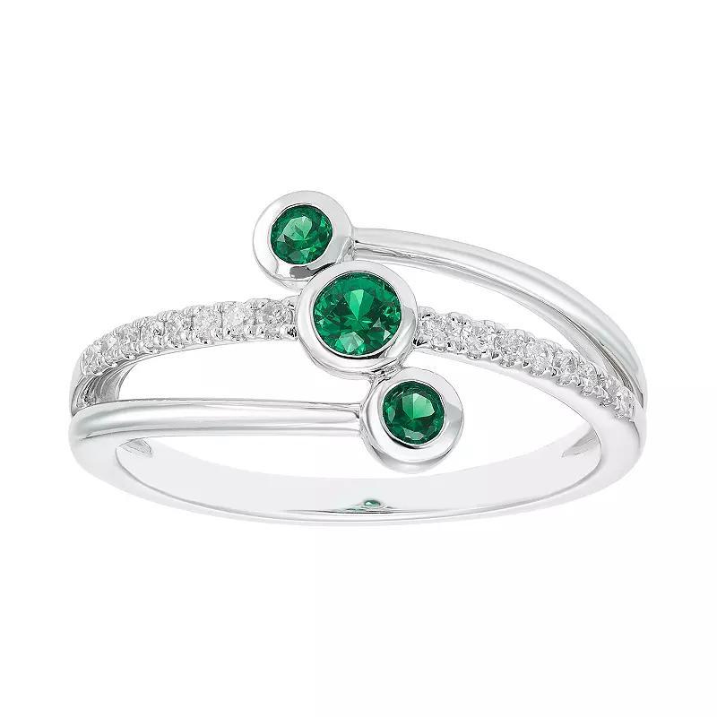 Boston Bay Diamonds Lab-Created Gemstone & 1/10 Carat T.W. Diamond 3-Stone Ring, Women's, Size: 6, Red Product Image