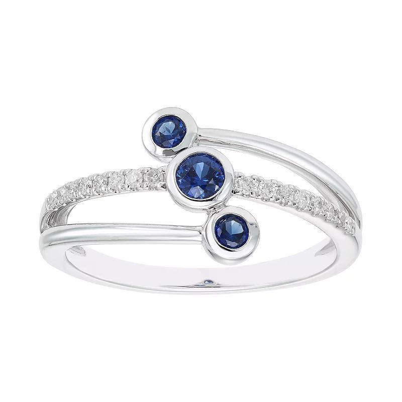 Boston Bay Diamonds Lab-Created Gemstone & 1/10 Carat T.W. Diamond 3-Stone Ring, Women's, Size: 6, Red Product Image