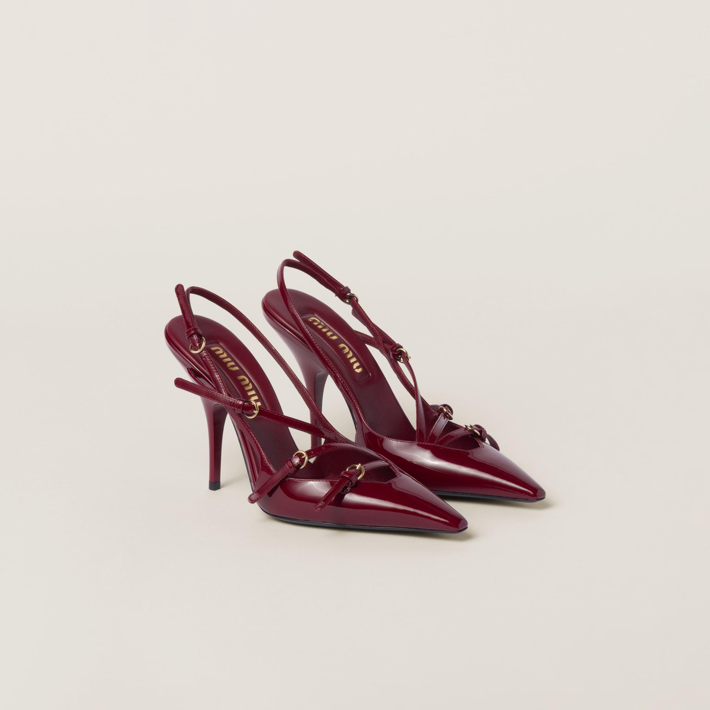 MIU MIU Slingback Deep Purple In Patent Leather With Buckles Women In Burgundy Product Image