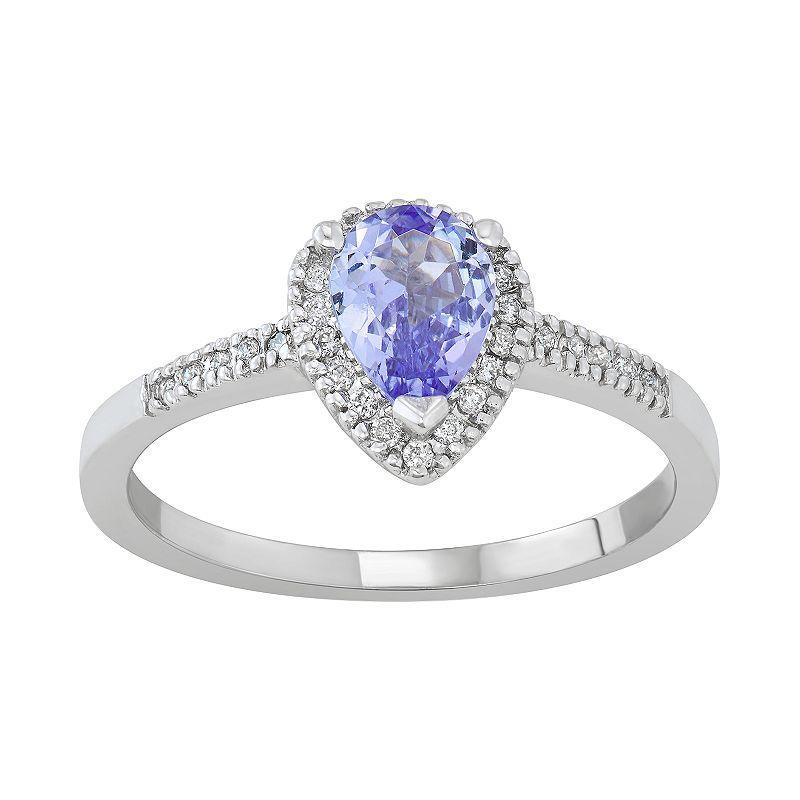 The Regal Collection 14k Gold Tanzanite & 1/10 Carat T.W. IGL Certified Diamond Teardrop Ring, Women's, Size: 7, Yellow Product Image