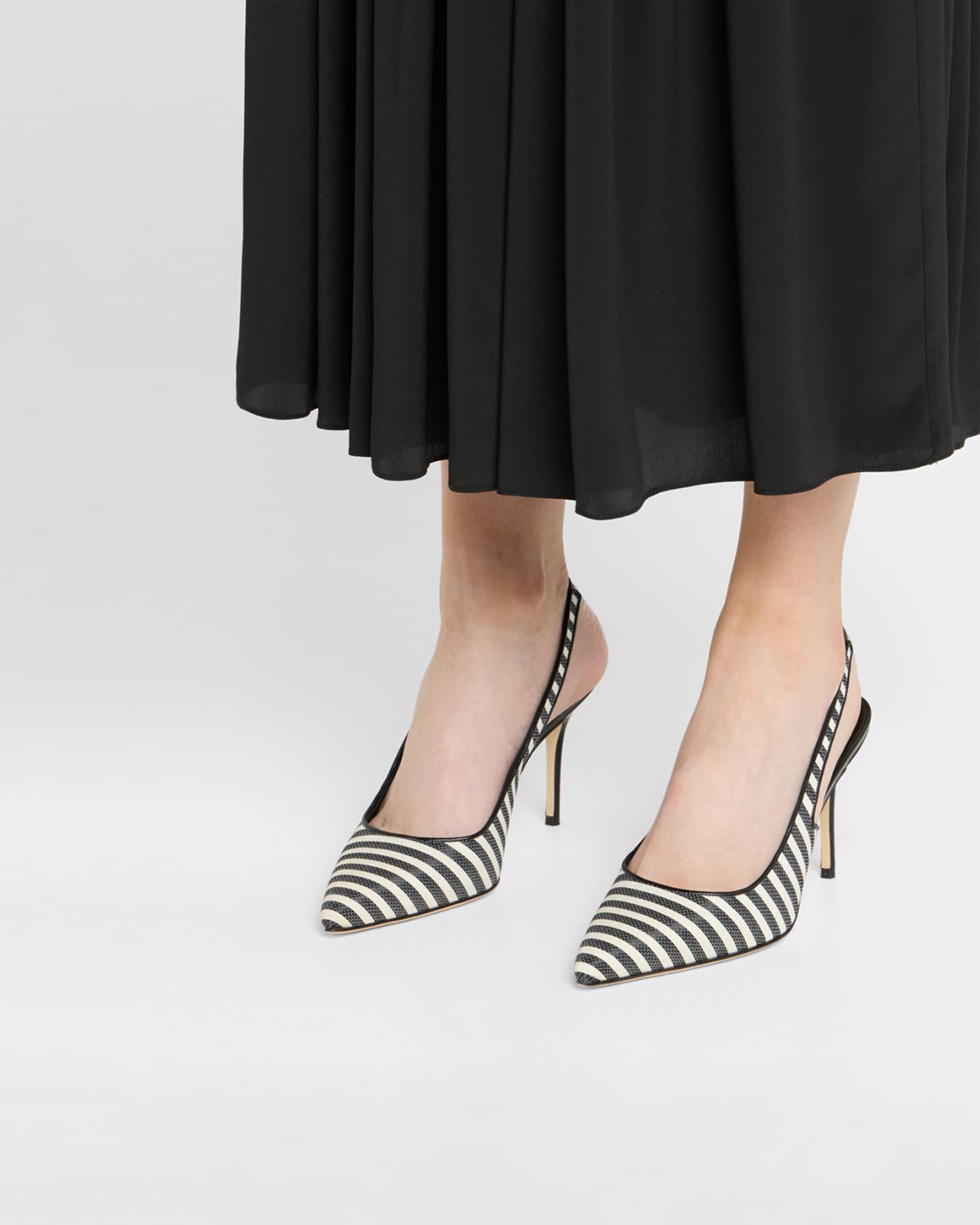 Bicolor Cotton Slingback Pumps Product Image