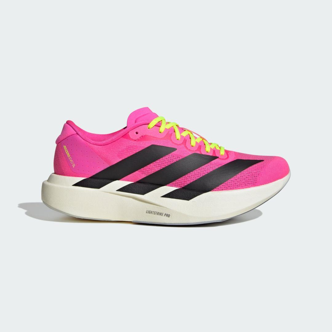Womens adidas Adizero EVO SL Athletic Shoe - Wonder White / Cyber Metallic / Warm Vanilla Product Image