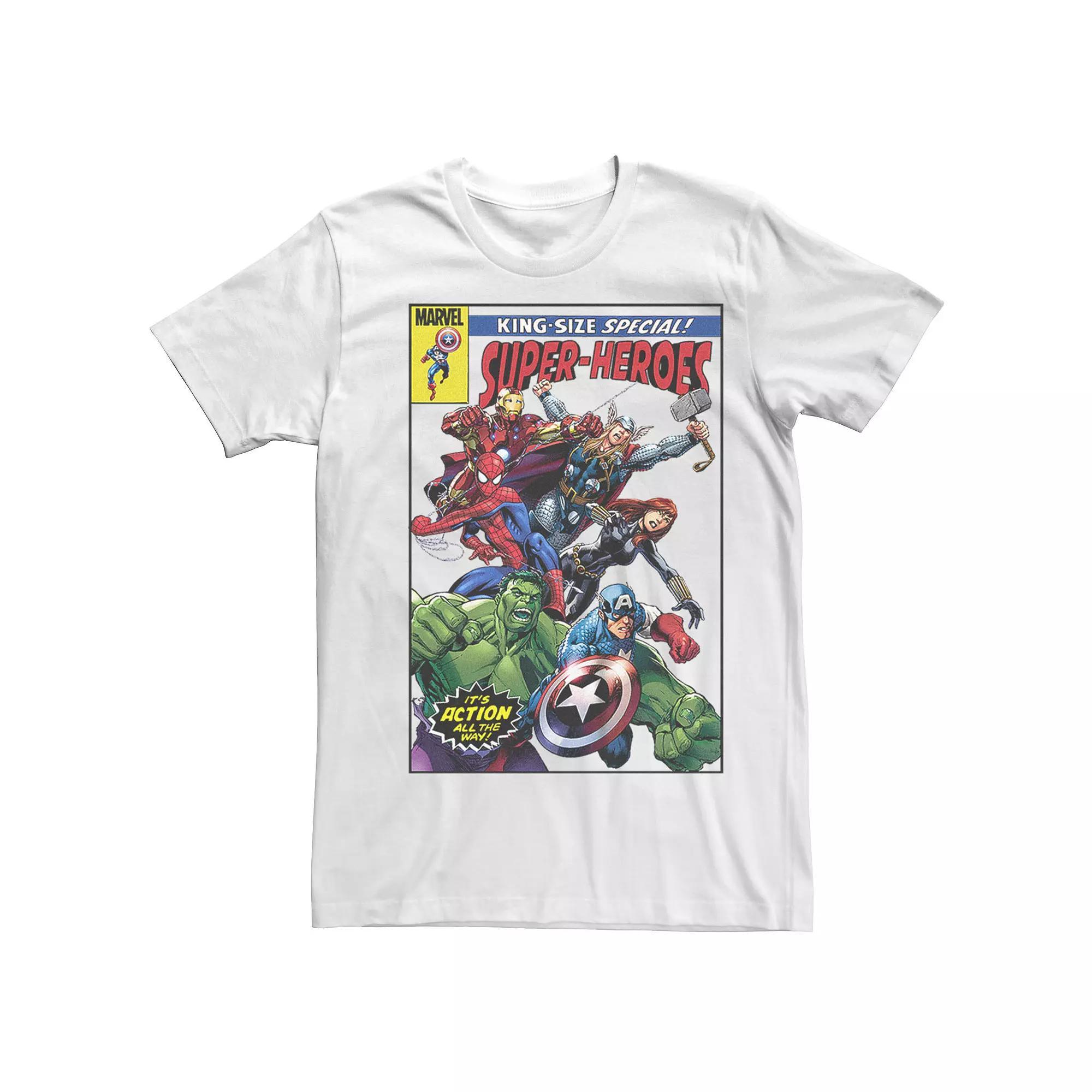 Men's Avengers Superheroes Comic Cover Graphic Tee, Size: XL, White Product Image