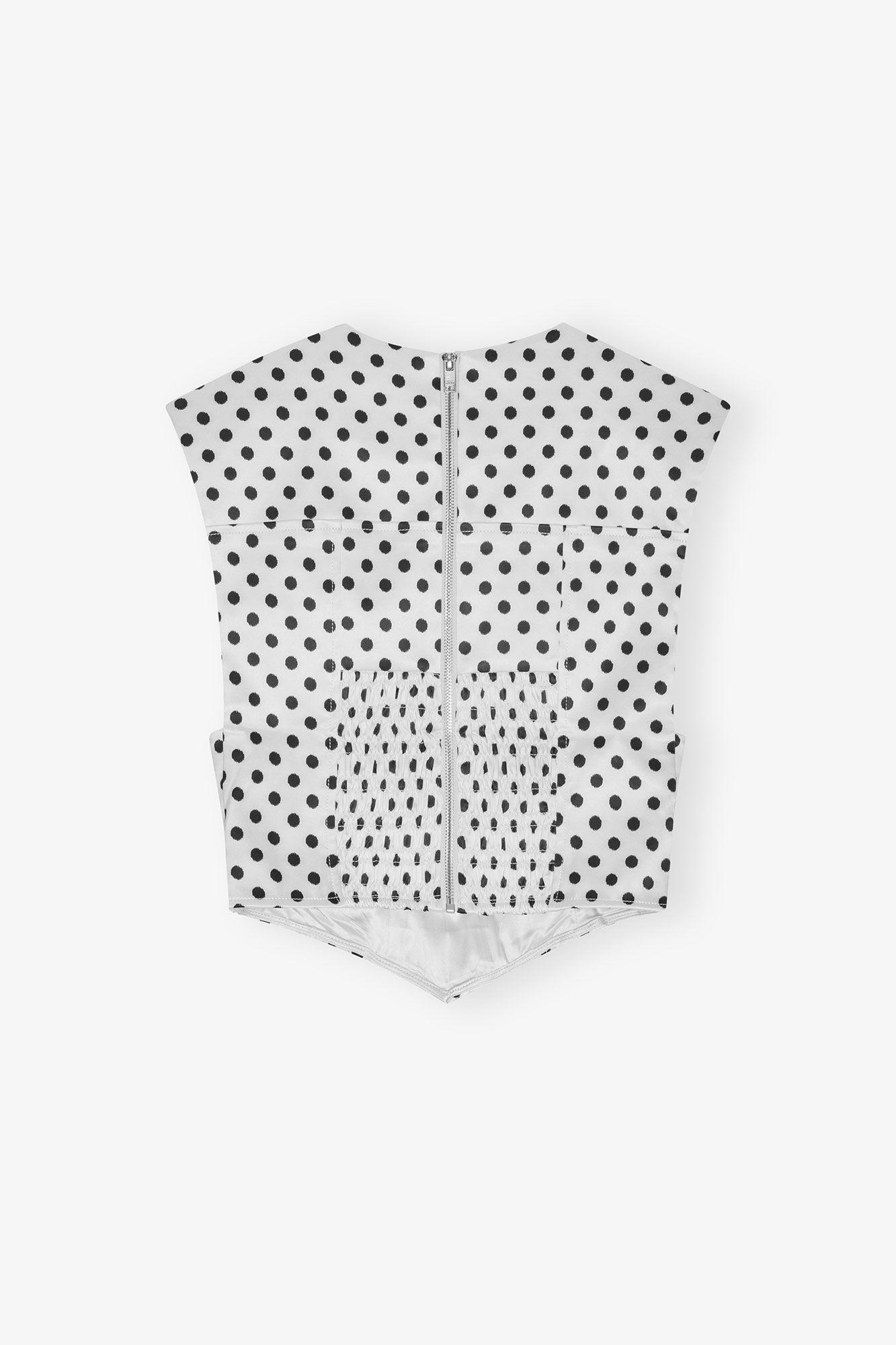 Polka-Dot Satin Corset Blouse Product Image