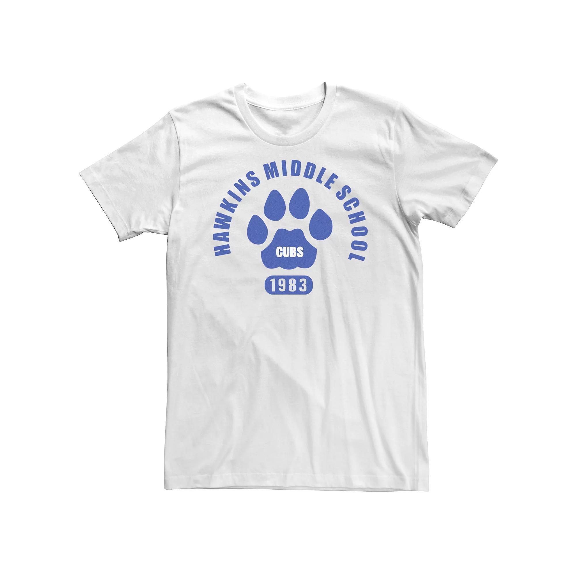 Big & Tall Netflix Stranger Things Hawkins Middle School Cubs 1983 Tee, Men's, Size: XXL Tall, White Product Image