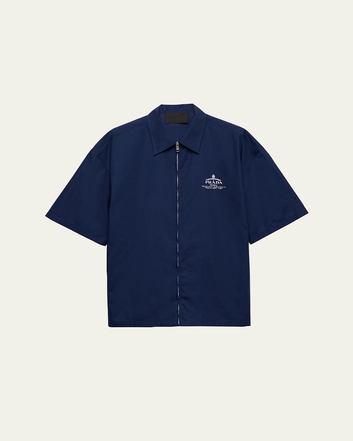 Mens Short-Sleeved Technical Cotton Shirt Product Image