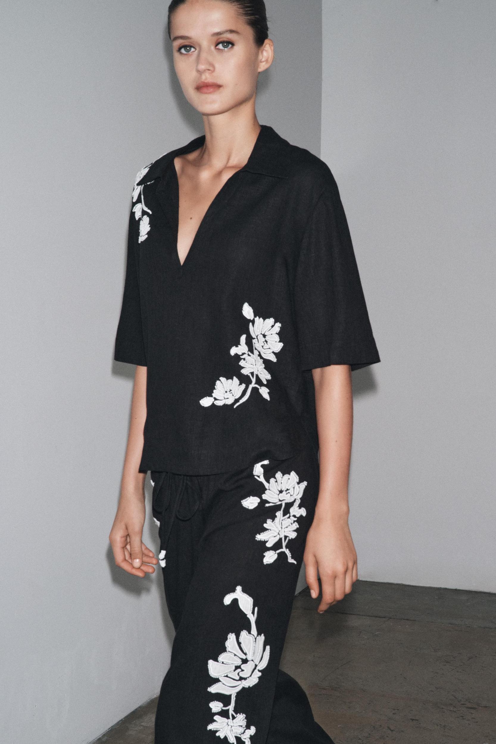BEADED EMBROIDERED PANTS ZW COLLECTION Product Image