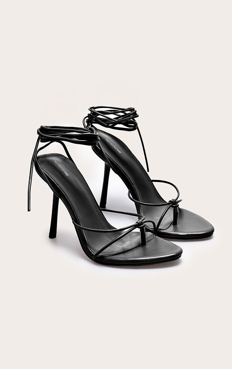 PLT Label Black Strappy Tie Thong Heel Product Image