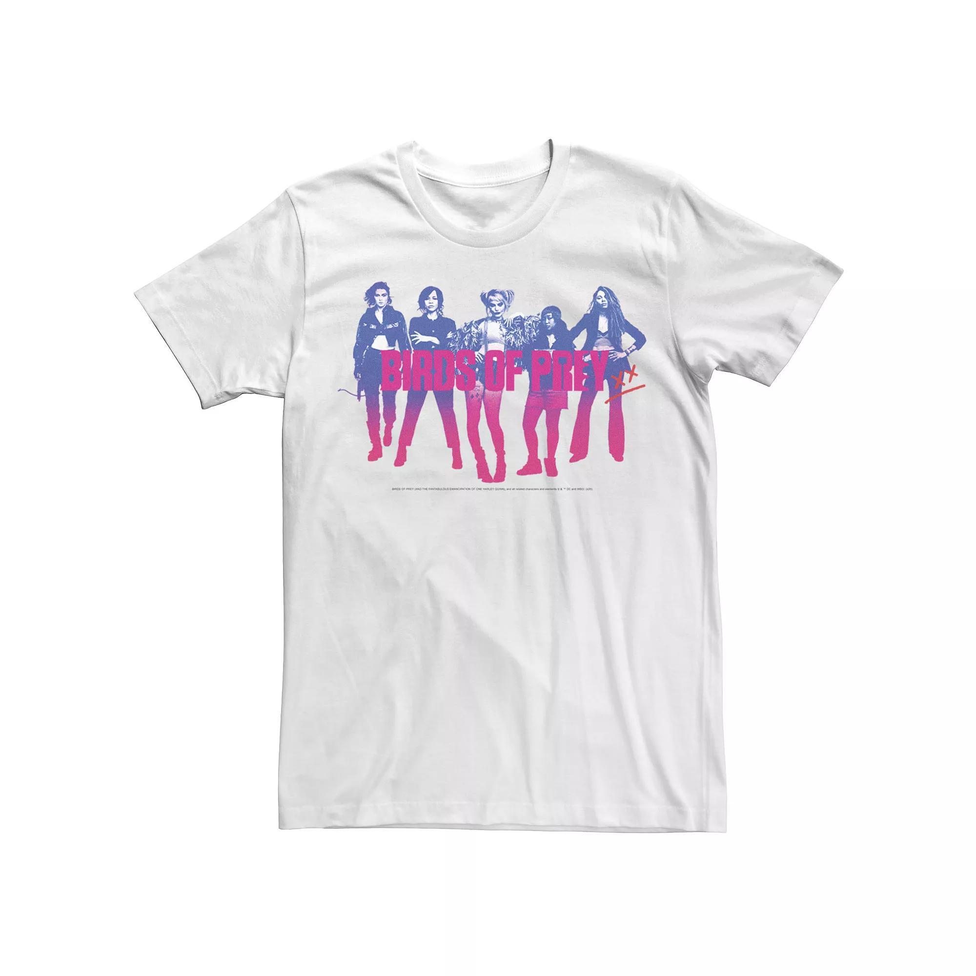 Men's Harley Quinn: Birds of Prey Gradient Girls Group Tee, Size: Large, White Product Image