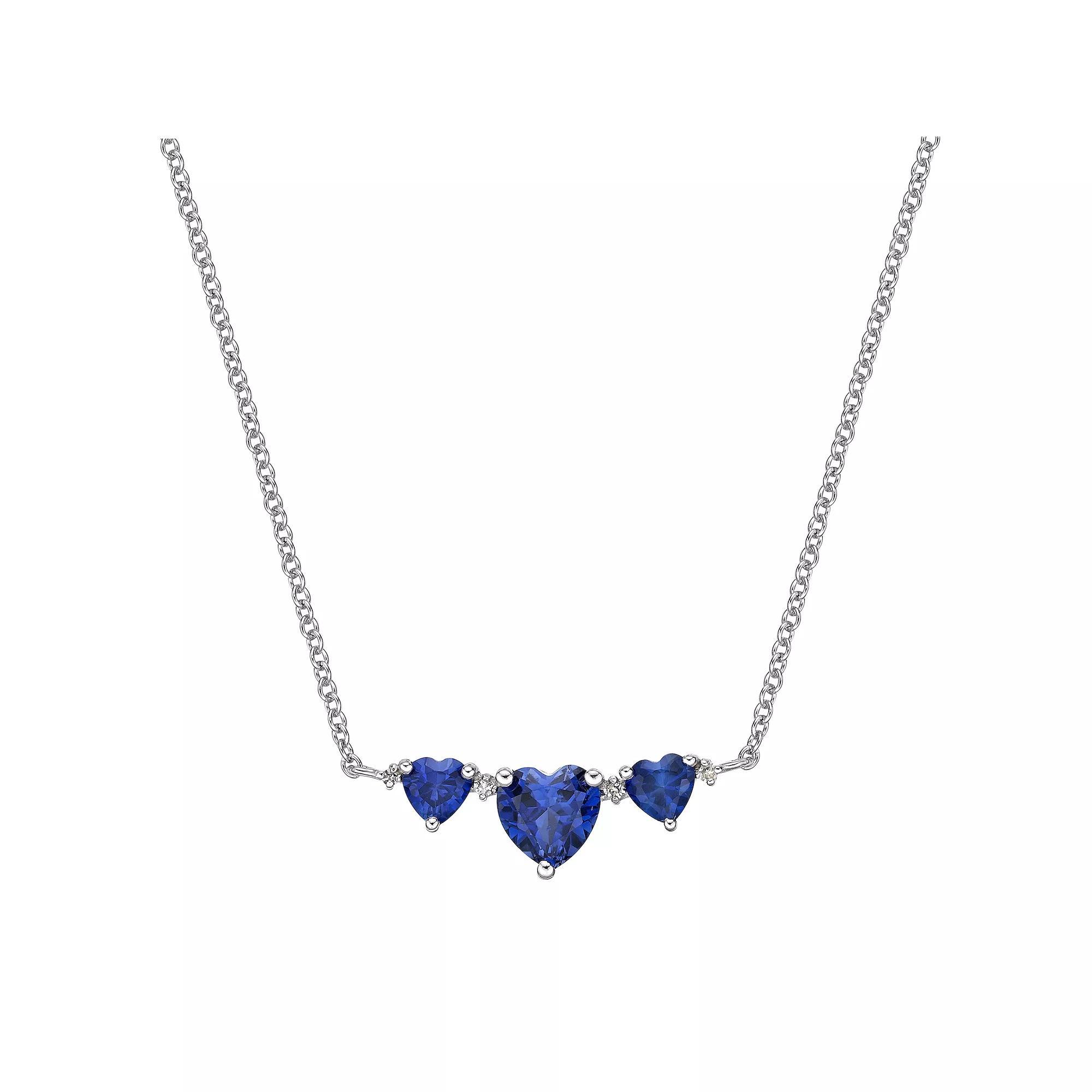Gemminded Sterling Silver Lab-Created Sapphire & Diamond Accent Pendant Necklace, Women's, Size: 18" Product Image