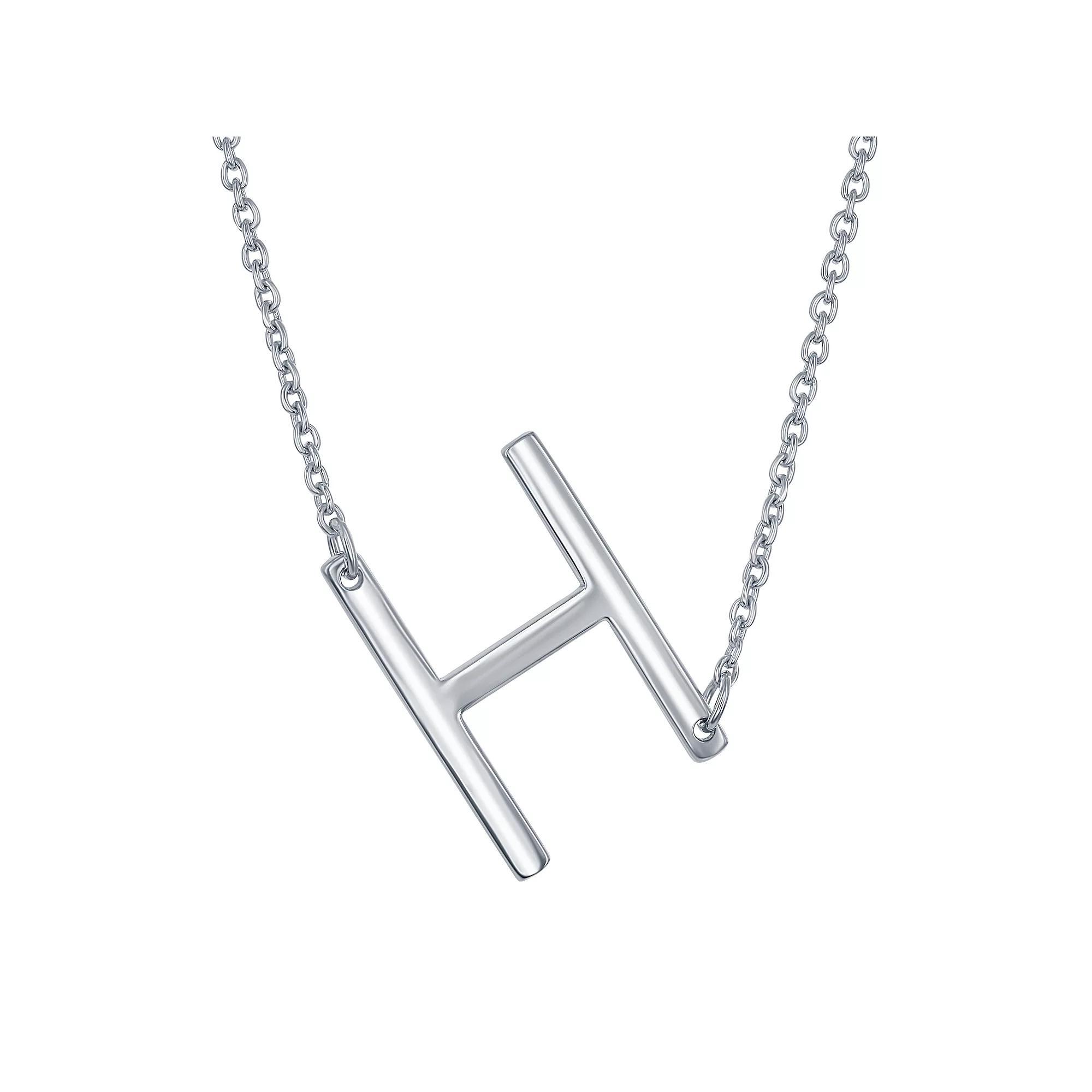 Sterling Silver Sideways Initial Necklace, Womens Sterling B Product Image