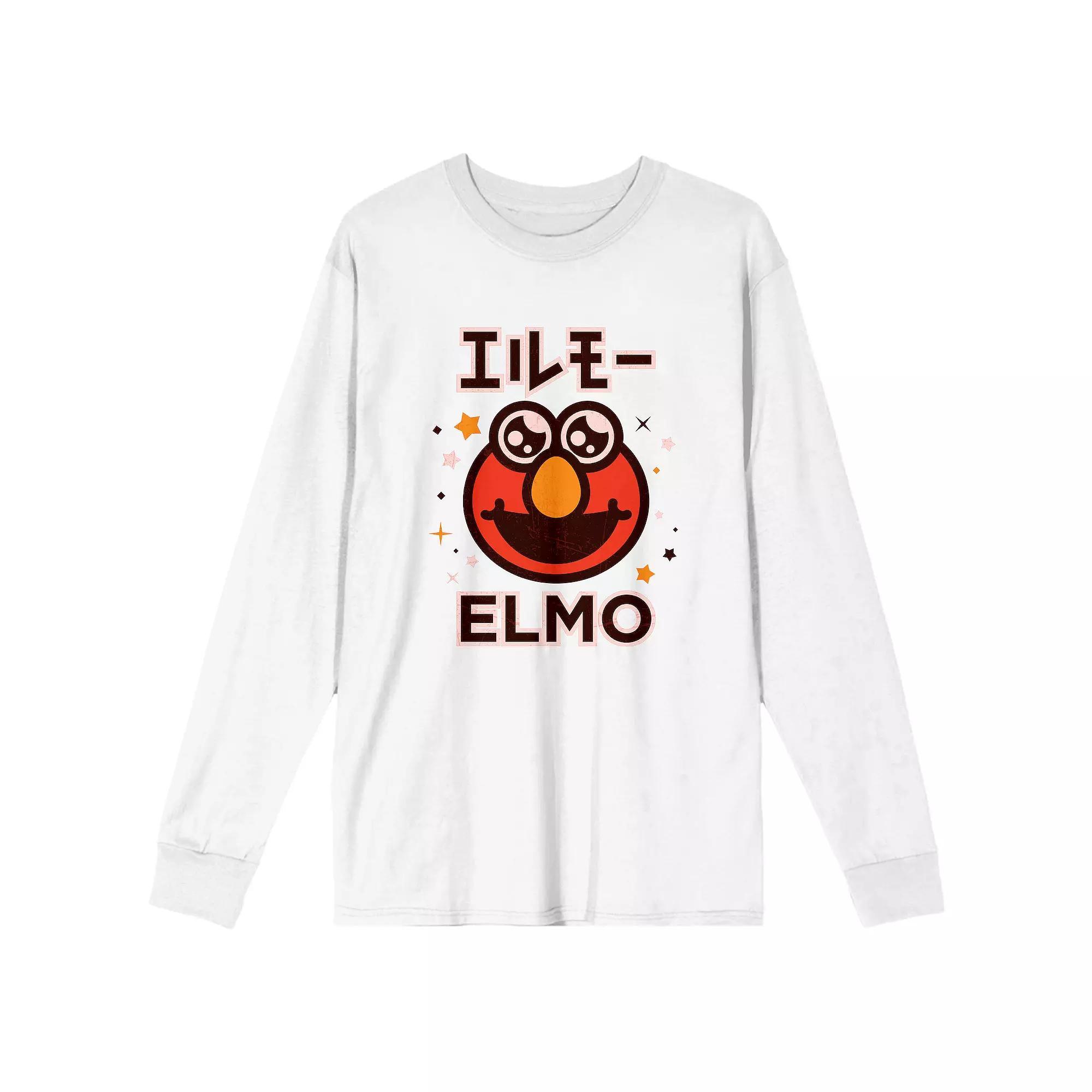 Men's Sesame Street Elmo Kanji Long Sleeve Tee, Size: Medium, White Product Image