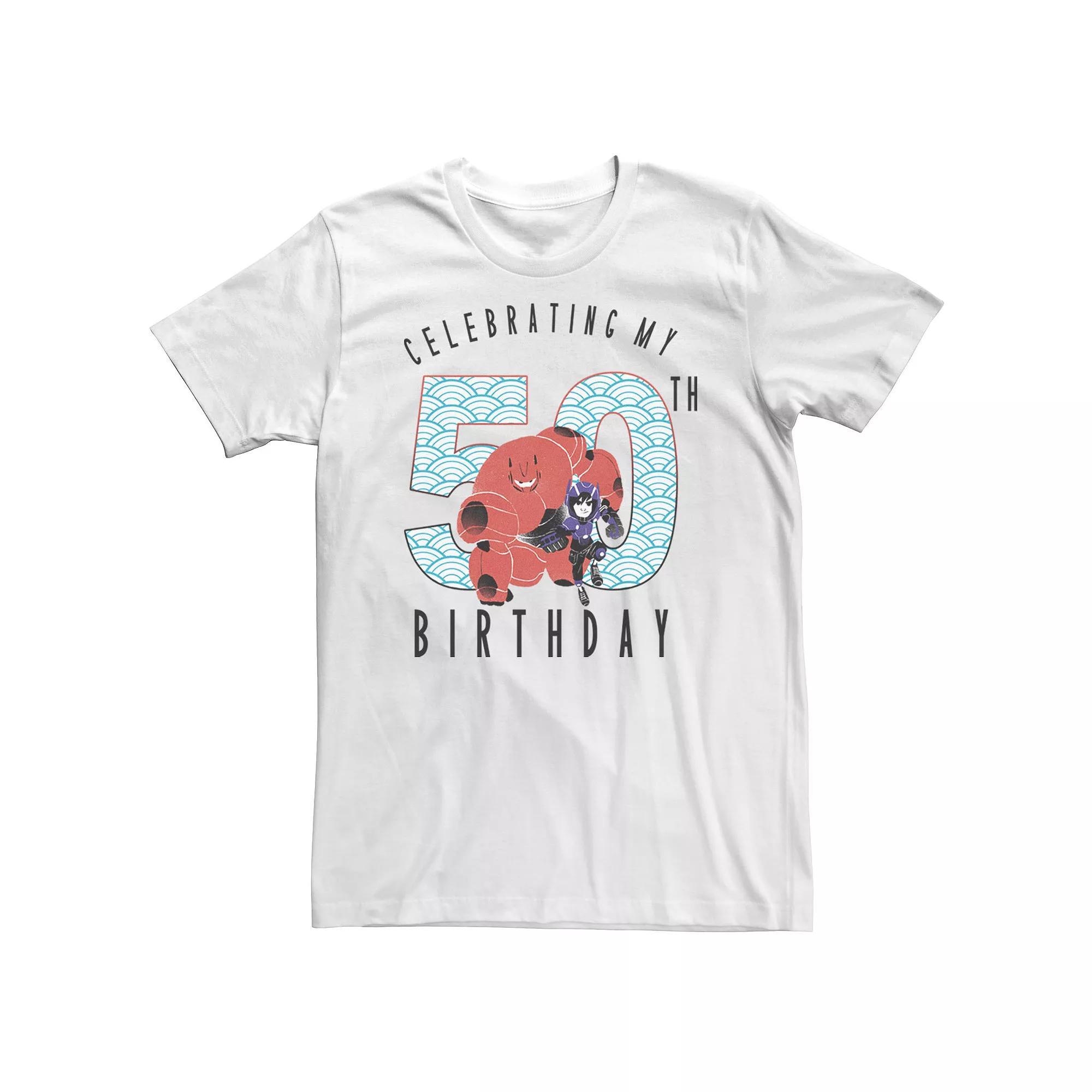 Big & Tall Disney Big Hero 6 Baymax Hiro 50th Birthday Tee, Men's, Size: 4XL, White Product Image