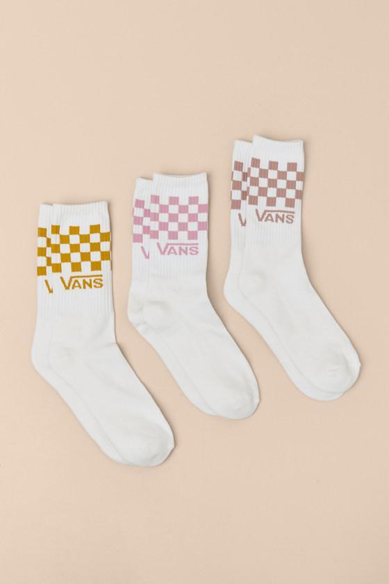 Classic Checkerboard Pink Multi Three-Pack Crew Sock Set Product Image