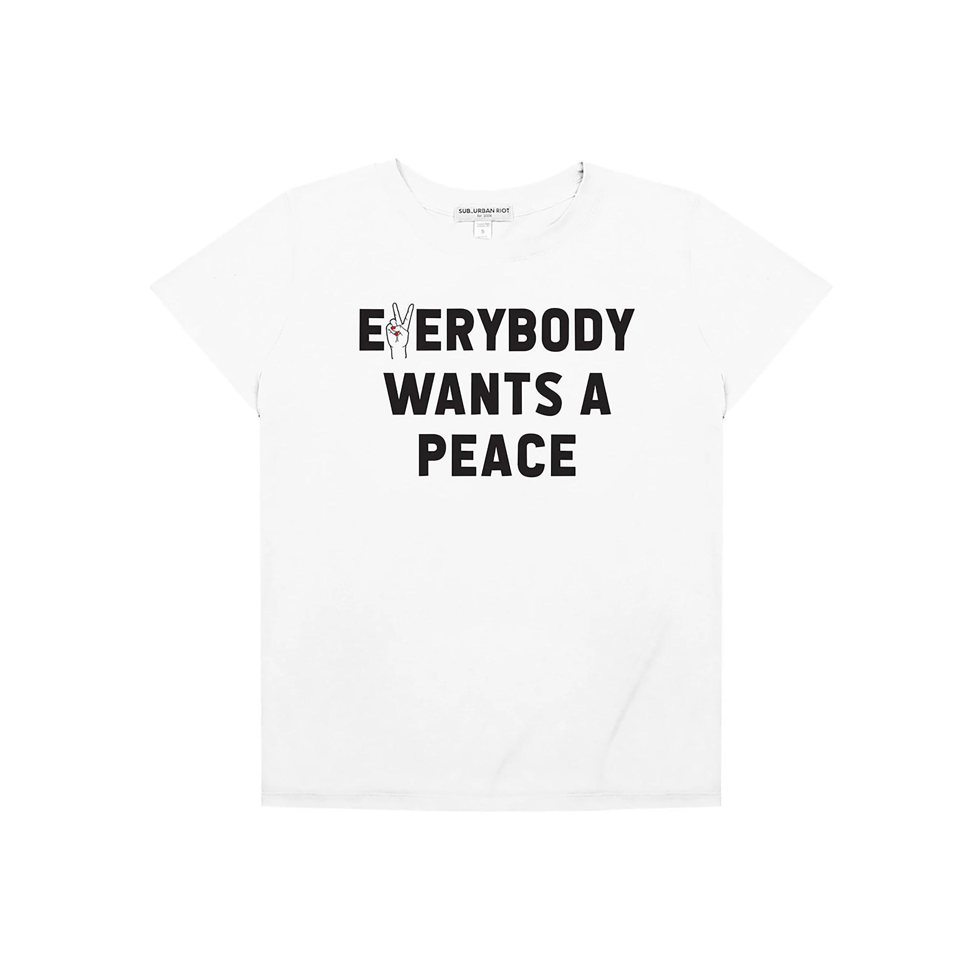 Women's Suburban Riot Everybody Wants a Peace Loose Fit Graphic Tee, Girl's, Size: Large, White Product Image