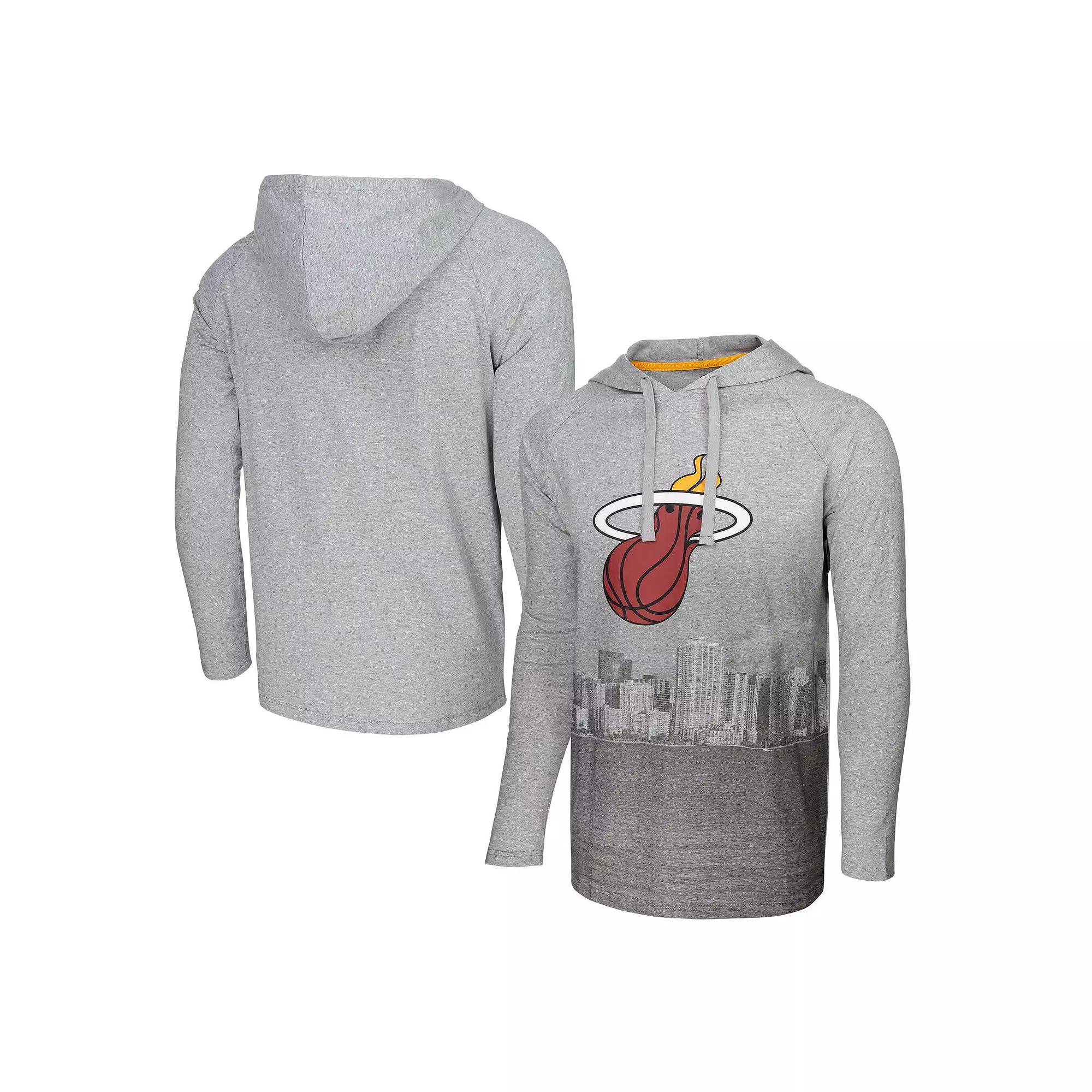 Men's Stadium Essentials Heather Gray Miami Heat Atrium Raglan Long Sleeve Hoodie T-Shirt, Size: Small, Grey Product Image
