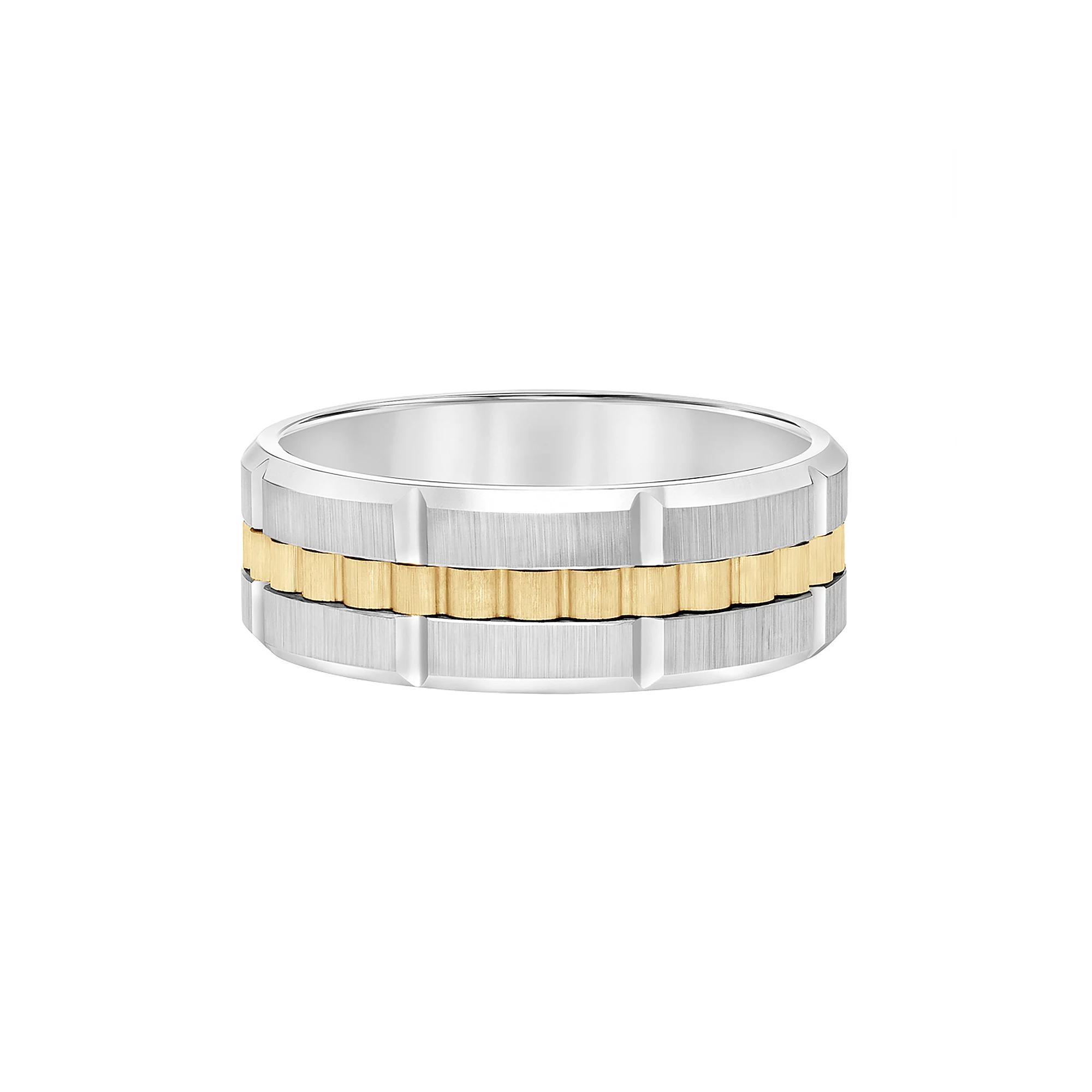 Men's Two-Tone Tungsten Textured Comfort Fit Band Ring, Size: 9 Product Image