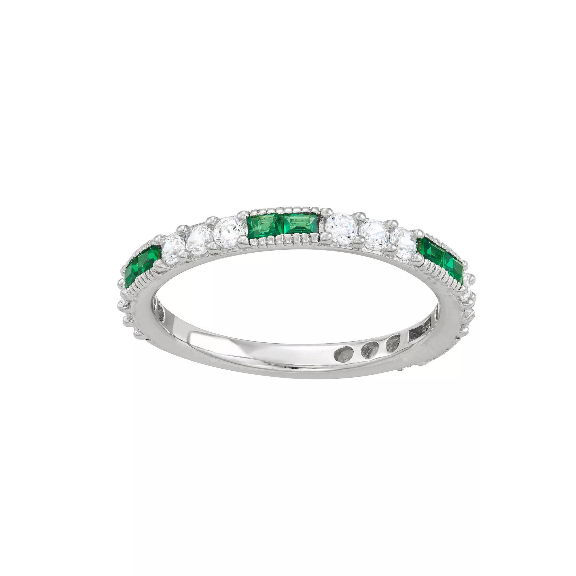 Lab-Created Gemstone & Cubic Zirconia Ring, Women's, Size: 6, Green Product Image
