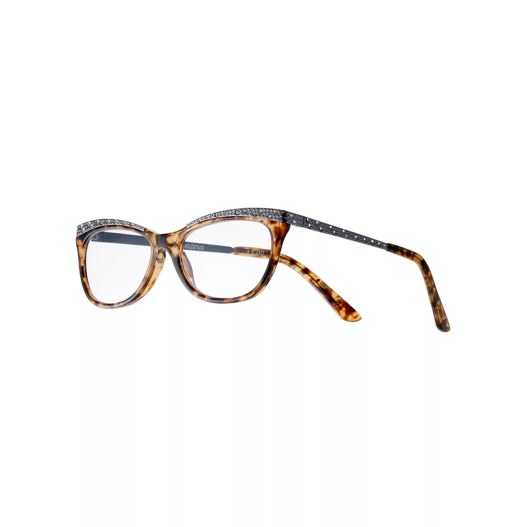 Women's Modera by Foster Grant Arista Crystal Accent Cat-Eye Reading Glasses, Size: +2.0, Tort Product Image