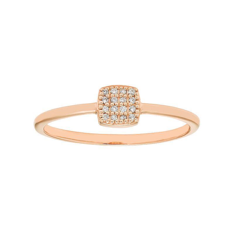 10k Gold Diamond Accent Cushion Ring, Womens White Product Image
