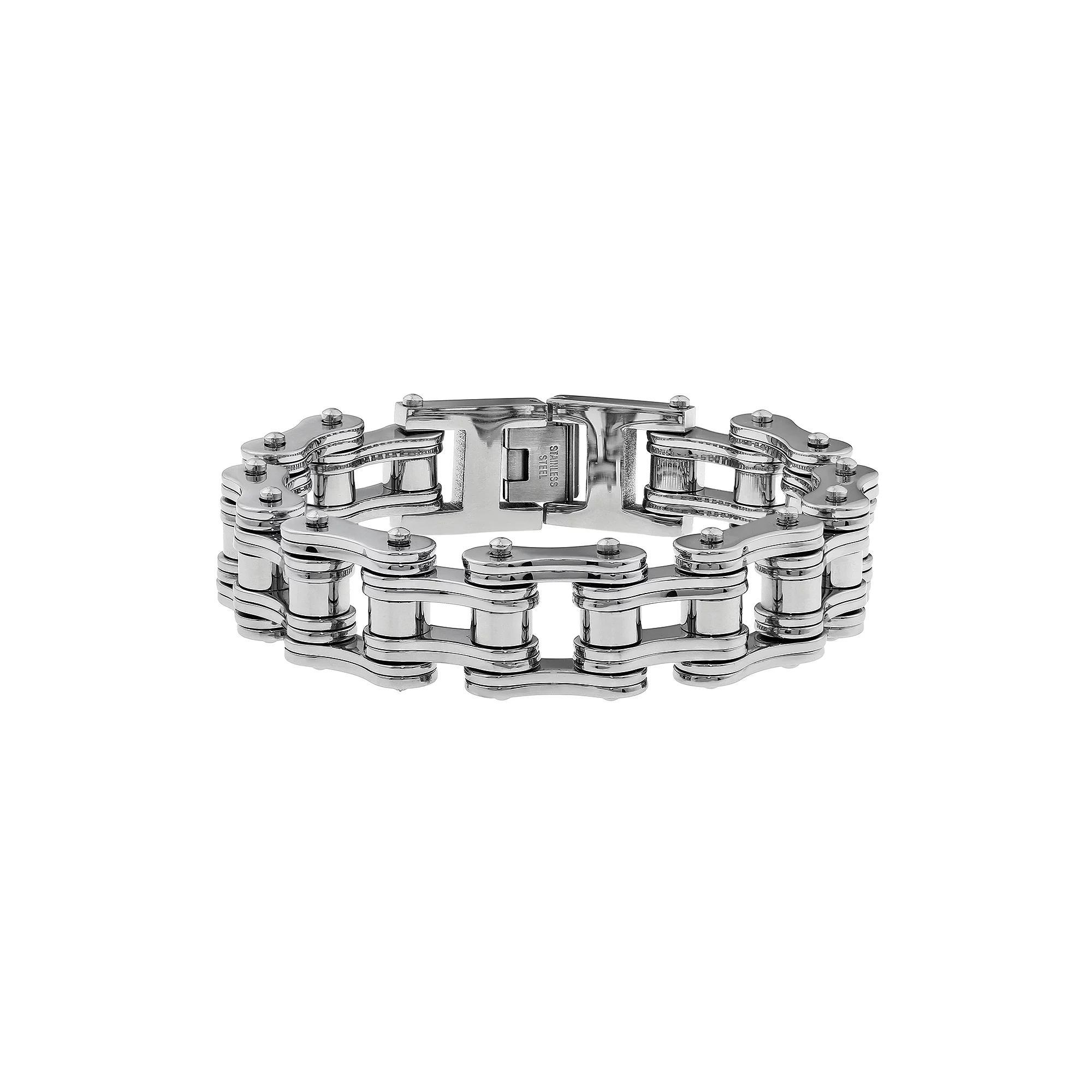 LYNX Stainless Steel Motorcycle Chain Bracelet - Men, Men's, Size: 8.5", Grey Product Image