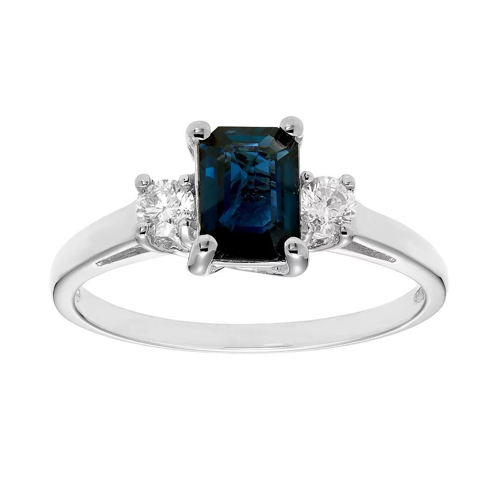 The Regal Collection 14k Gold Sapphire & 1/5 Carat T.W. IGL Certified Diamond 3-Stone Ring, Women's, Size: 6, White Product Image