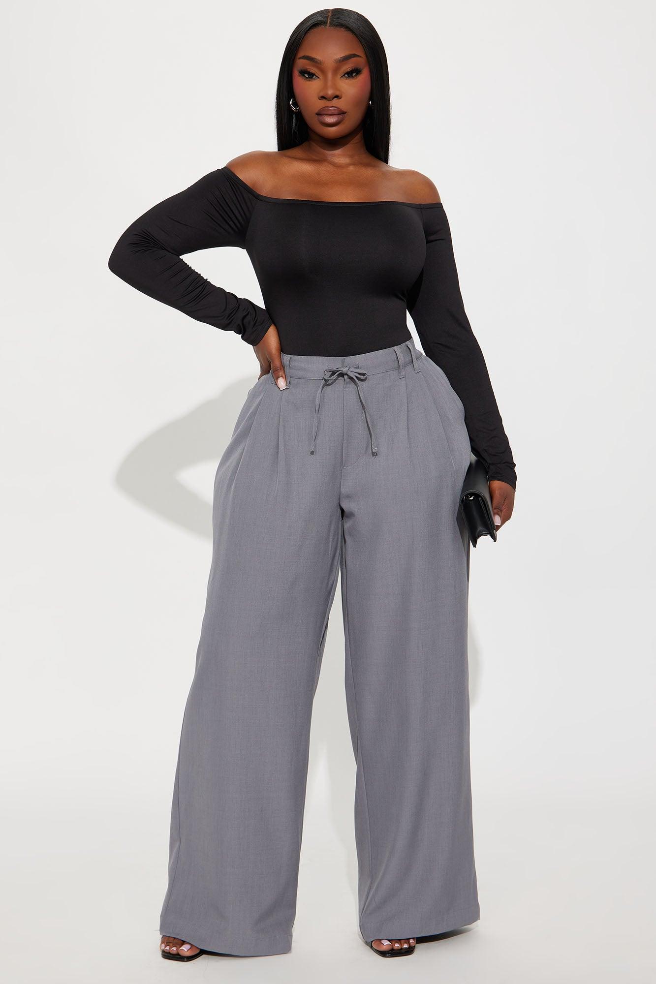 Cami Wide Leg Trouser Pant - Grey Product Image