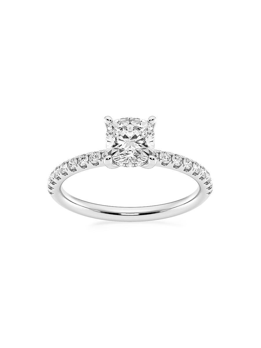 Womens 14K White Gold & Cushion-Cut Lab-Grown Diamond Hidden Halo Ring/0.80-3.41 TCW Product Image