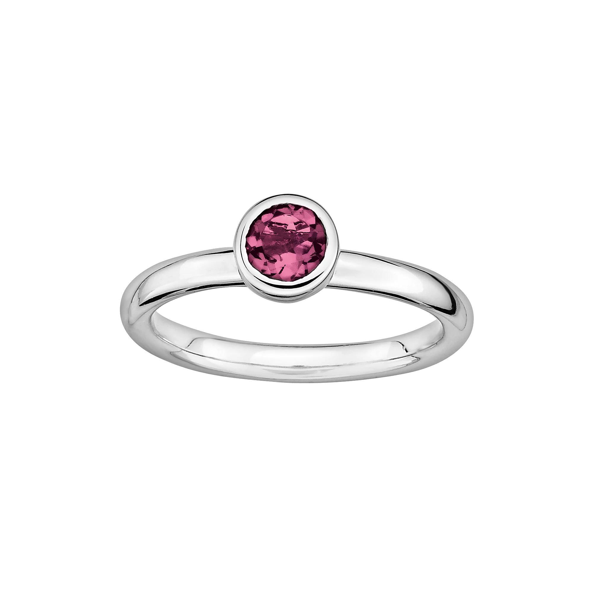 Stacks & Stones Sterling Sterling Silver Pink Tourmaline Stack Ring, Women's, Size: 5 Product Image