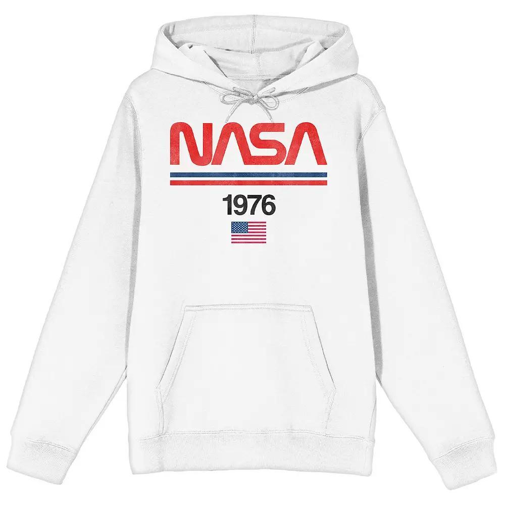 Men's NASA 1976 Flag Logo Hoodie, Size: Medium, White Product Image