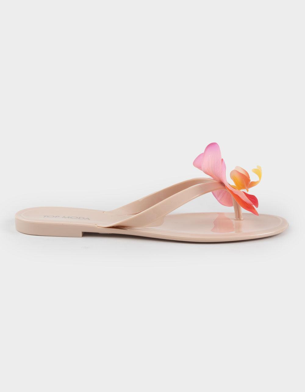 TOP MODA Hibiscus Womens Flip Flops - NUDE Product Image