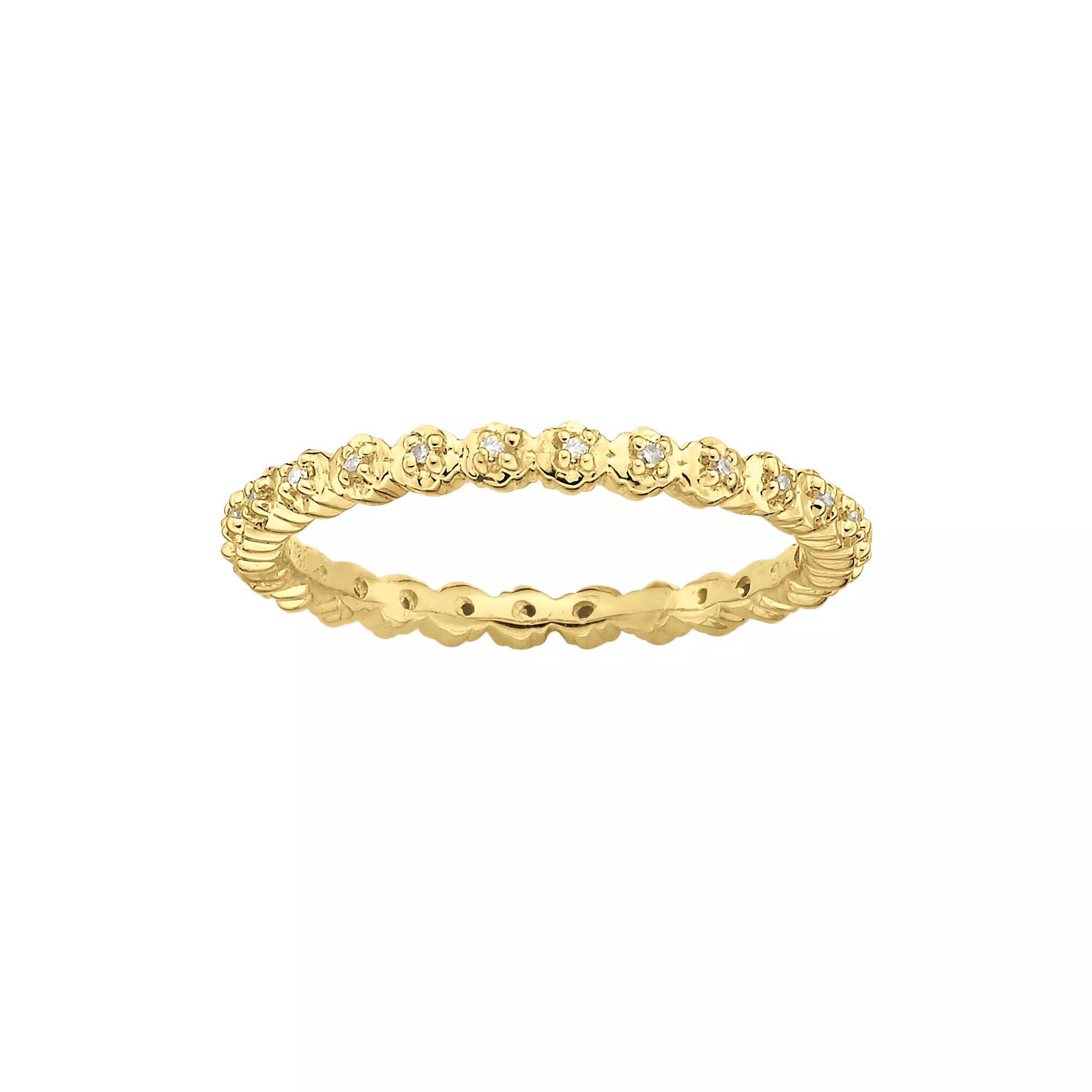 Stacks & Stones 18k Gold Over Silver Diamond Accent Stack Ring, Women's, Size: 7 Product Image