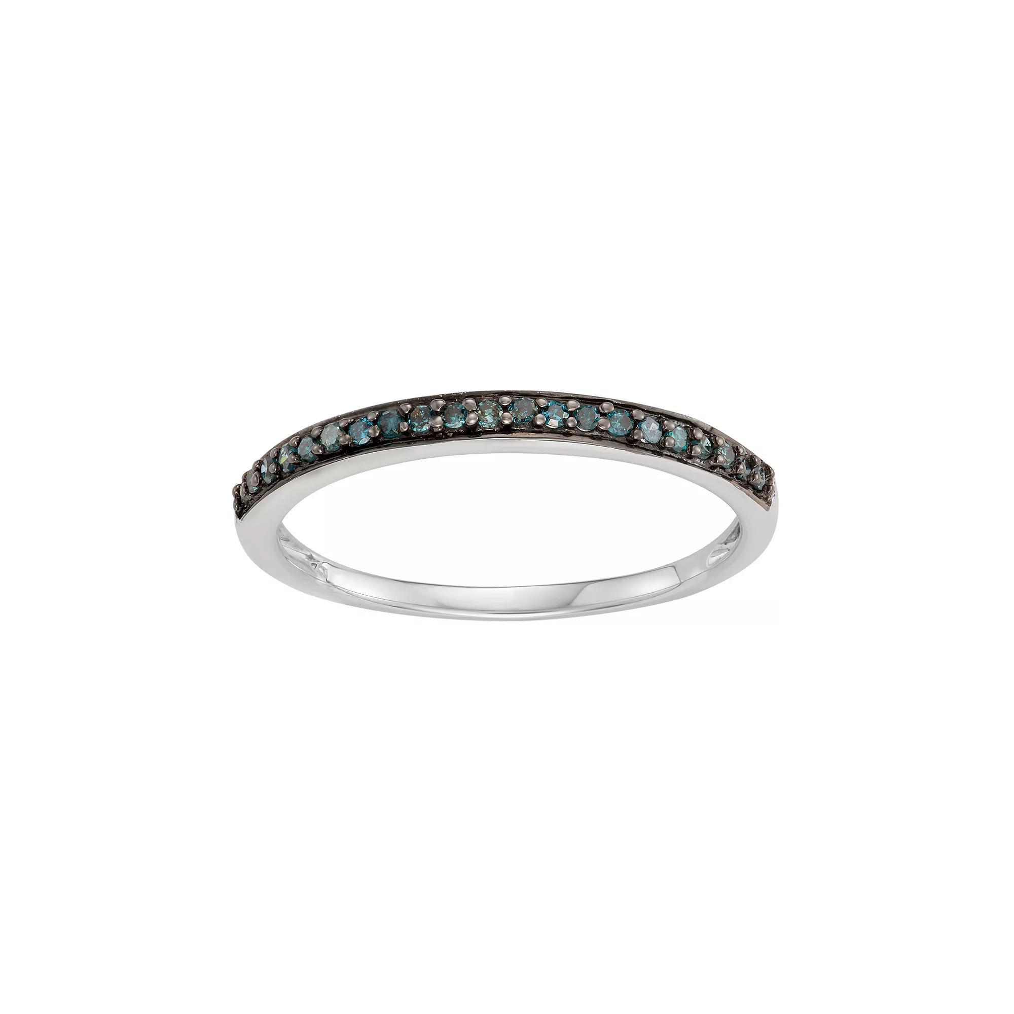 14k White Gold 1/10 Carat T.W. Blue Diamond Stack Ring, Women's, Size: 5, 14k Whgold Product Image