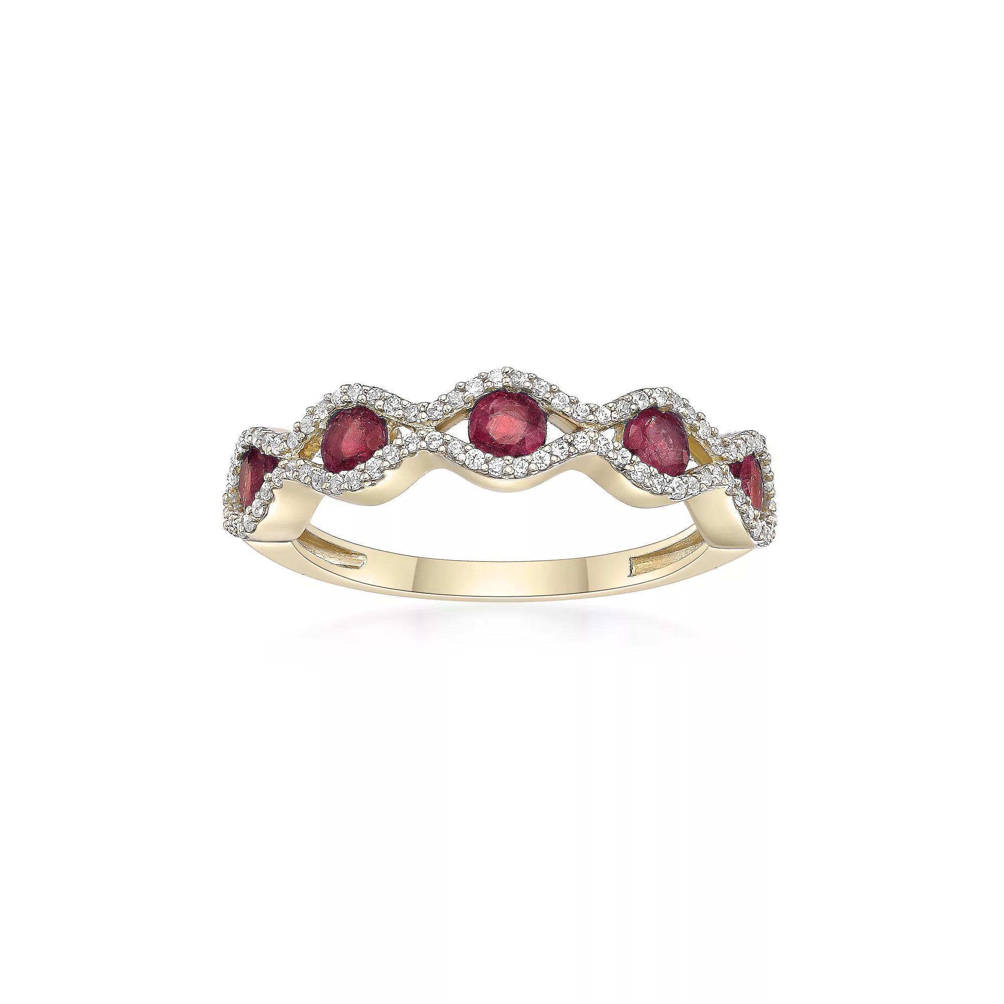 Gemminded 10k White Gold Sapphire & 1/4 Carat T.W. Diamond Ring, Women's, Size: 7 Product Image