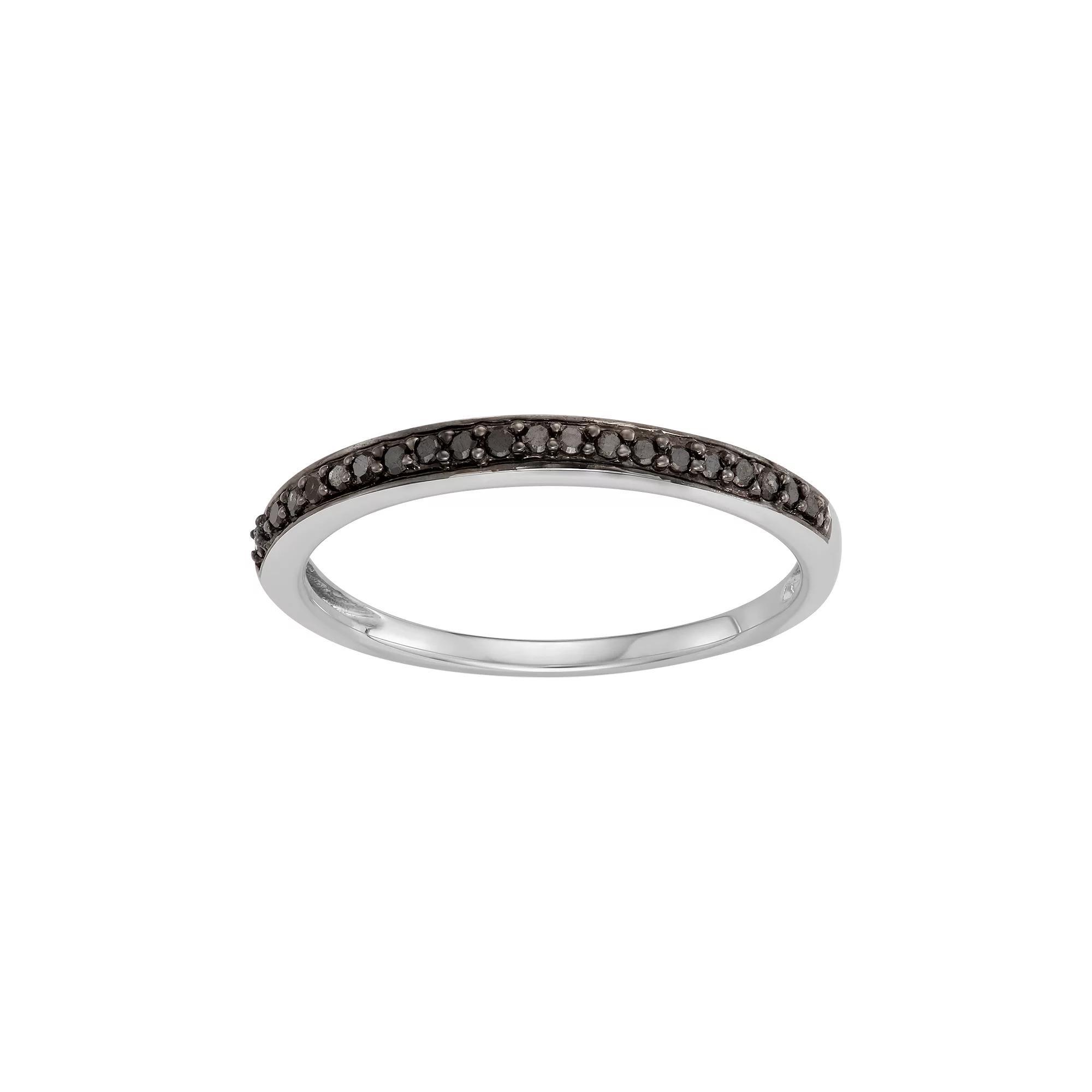 14k White Gold 1/10 Carat T.W. Black Diamond Stack Ring, Women's, Size: 8, 14k Whgold Product Image