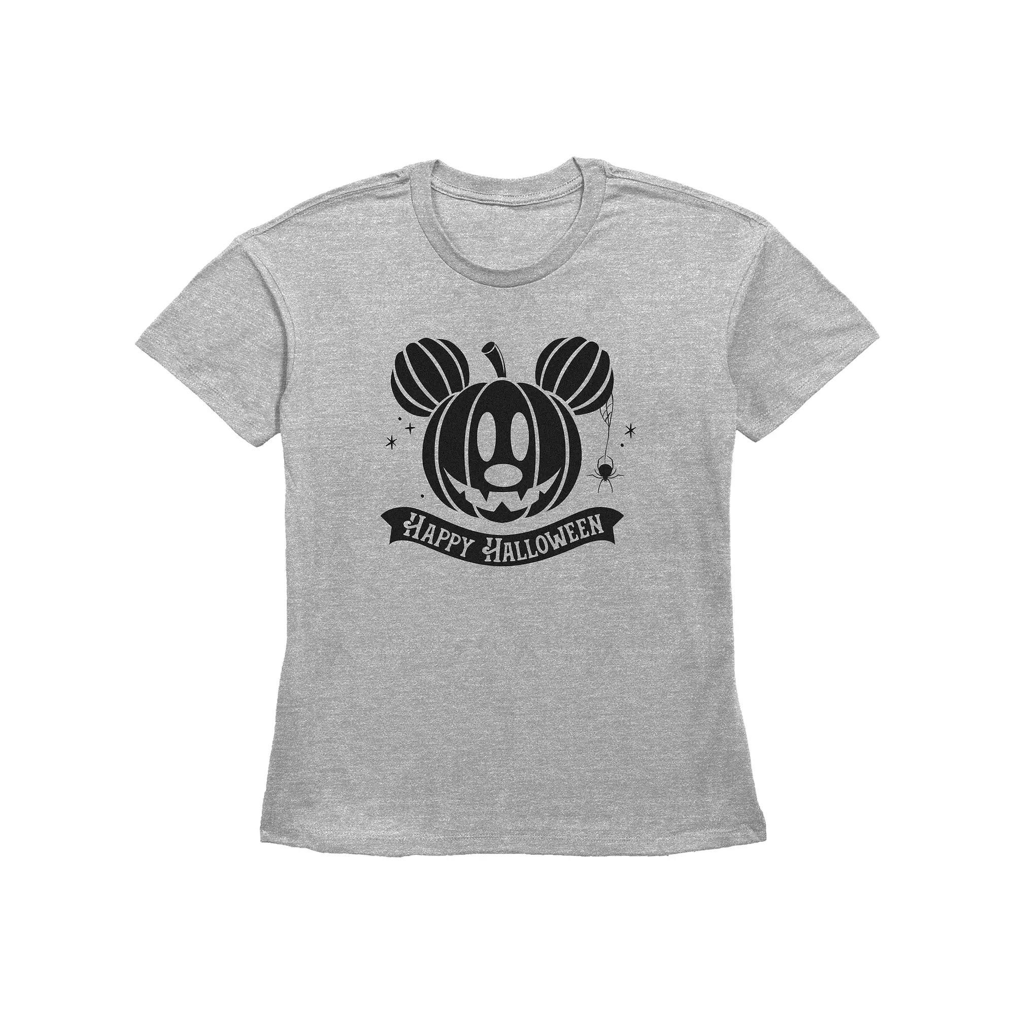 Disney's Mickey Mouse Jack O Lantern Happy Halloween Women's Graphic Tee, Size: XL, Grey Gray Product Image