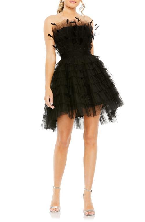 Womens Tiered Feather & Tulle Mini-Dress Product Image