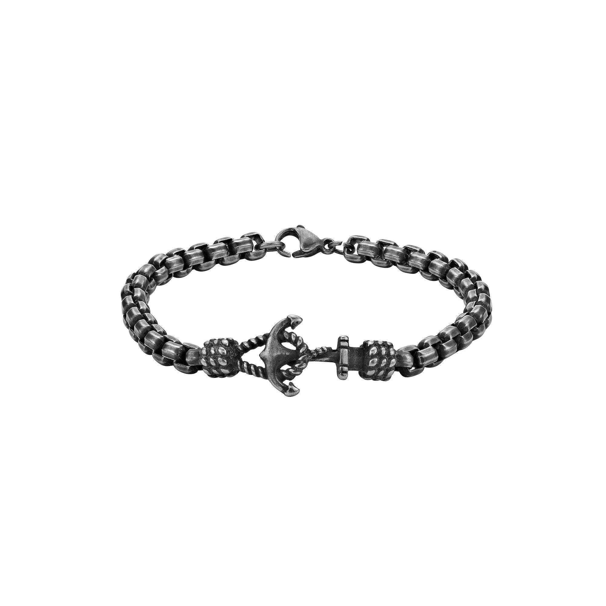 LYNX Men's Stainless Steel Anchor Box Chain Bracelet, Size: 8.5" Product Image