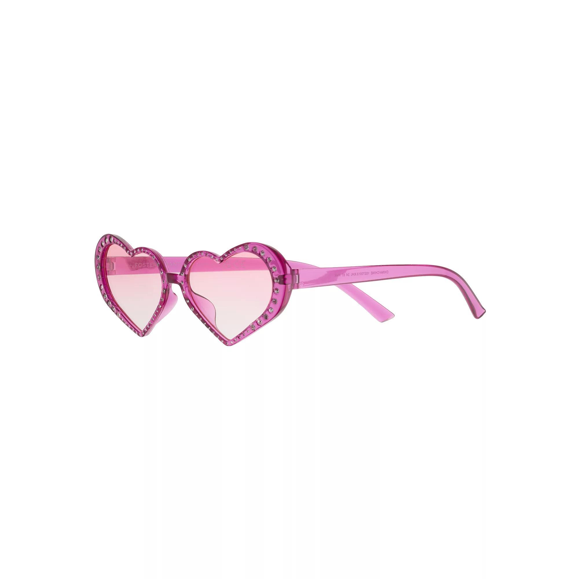 Womens Cali Blue Embellished Plastic Heart Sunglasses Product Image