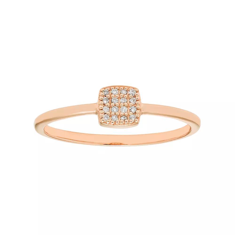 10k Gold Diamond Accent Cushion Ring, Womens White Product Image