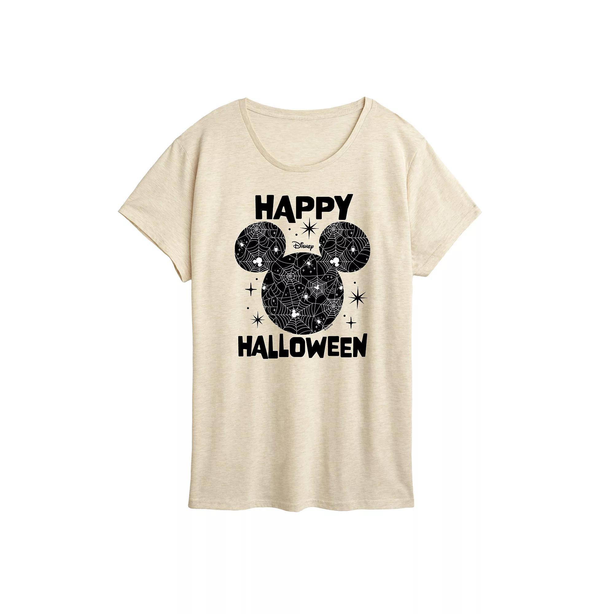 Disneys Mickey Mouse Womens Happy Halloween Spider Web Graphic Tee Product Image