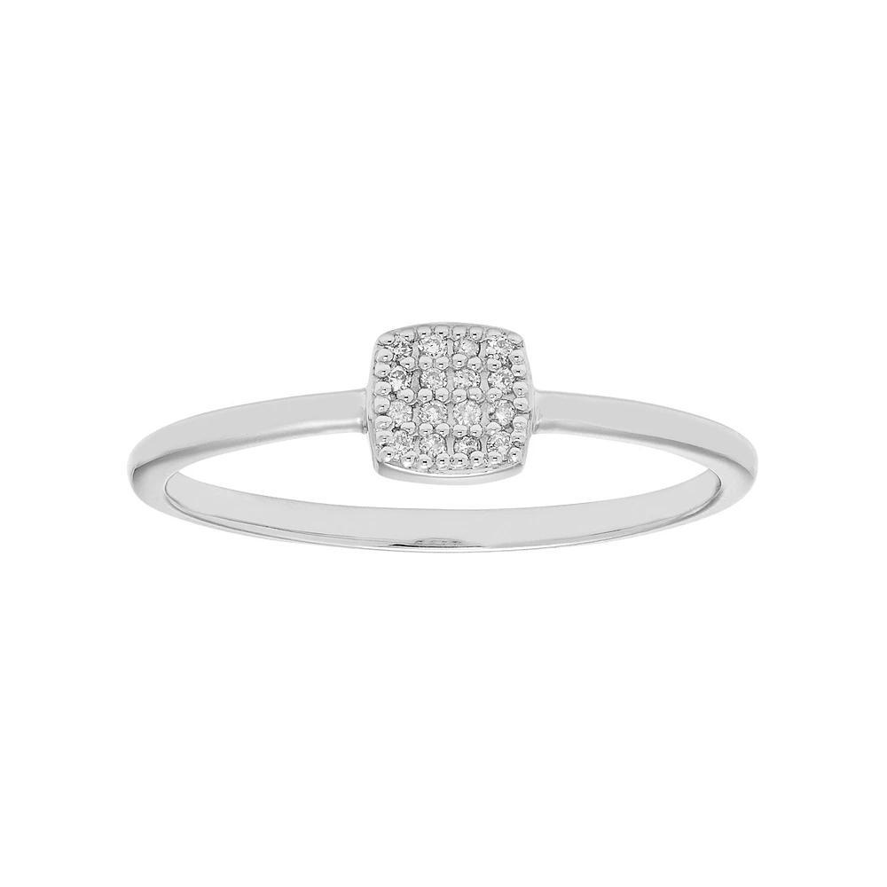 10k Gold Diamond Accent Cushion Ring, Womens White Product Image