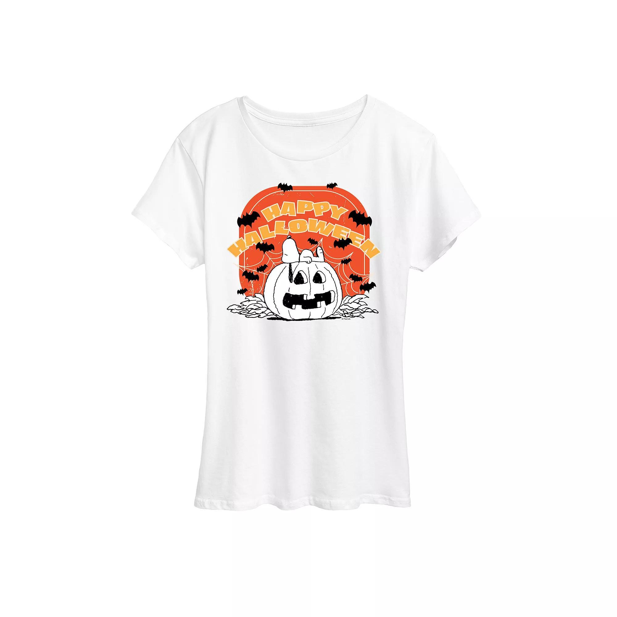 Women's Peanuts Snoopy Retro Halloween Graphic Tee, Size: XXL, Grey Gray Product Image