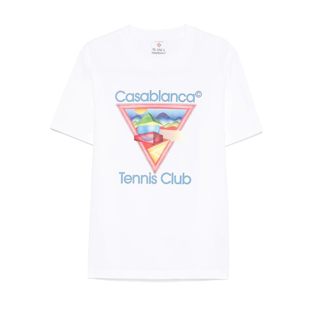 CASABLANCA Cotton Crew Neck T-shirt With Graphic Print In White Product Image