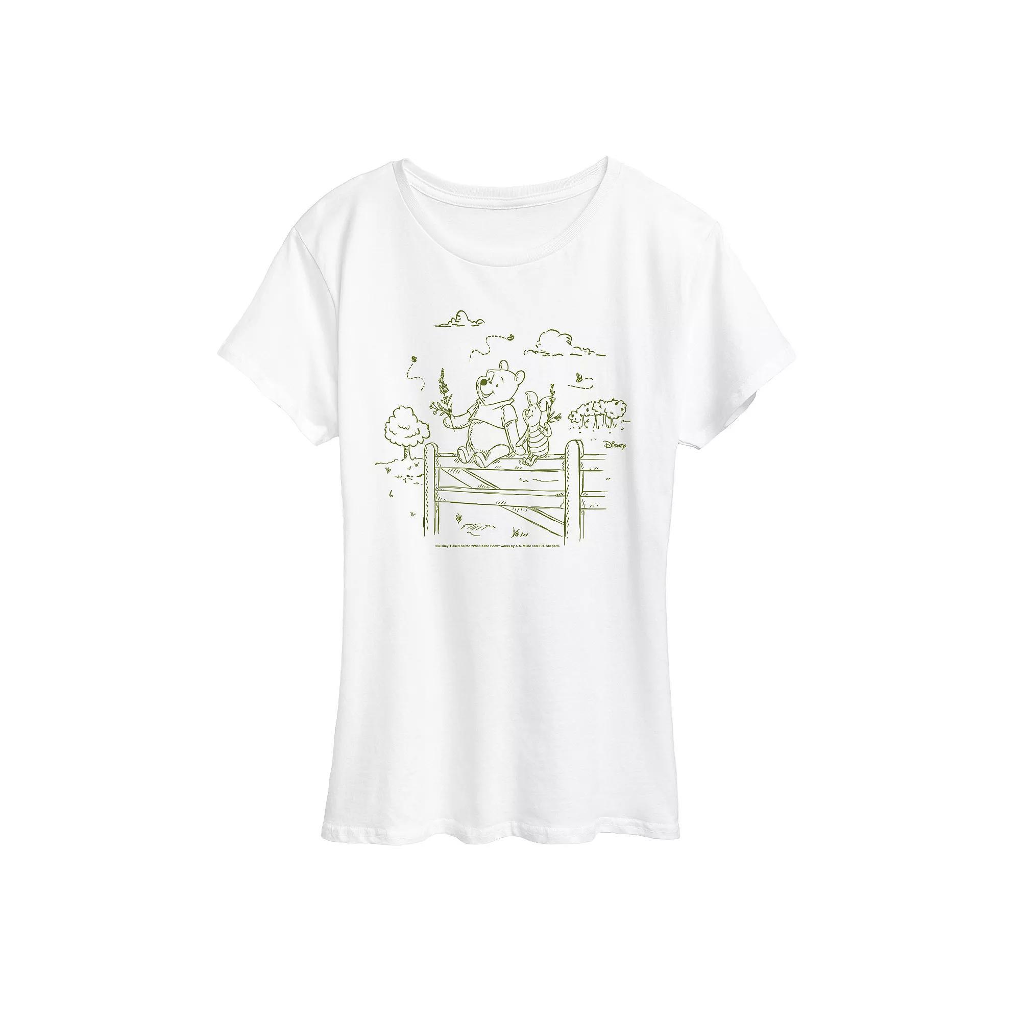 Disneys Winnie The Pooh Womens Fence Graphic Tee Product Image