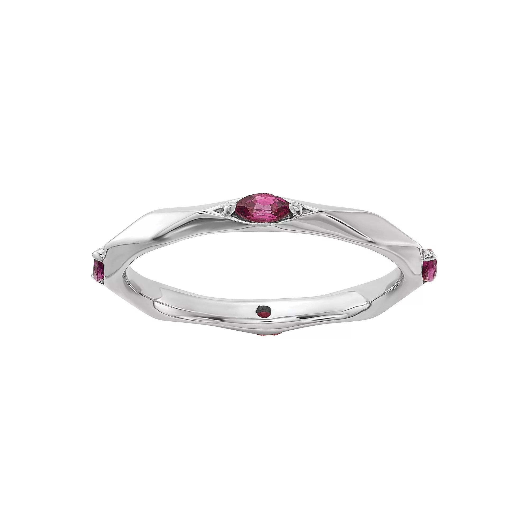 Stacks & Stones Sterling Silver Gemstone Stackable Ring, Women's, Size: 8, Red Product Image