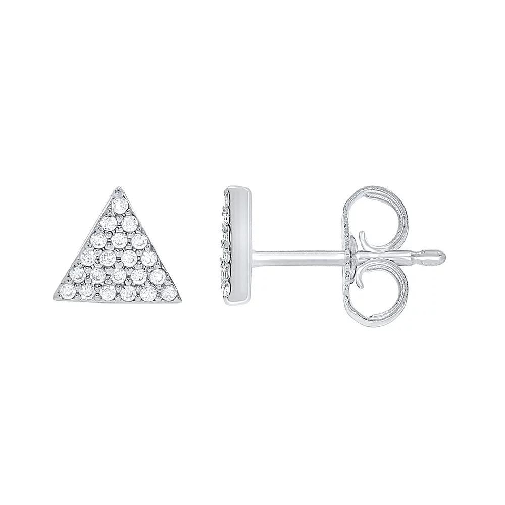 Sterling Silver 1/10 Carat T.W. Diamond Triangle Stud Earrings, Women's, Pink Tone Product Image